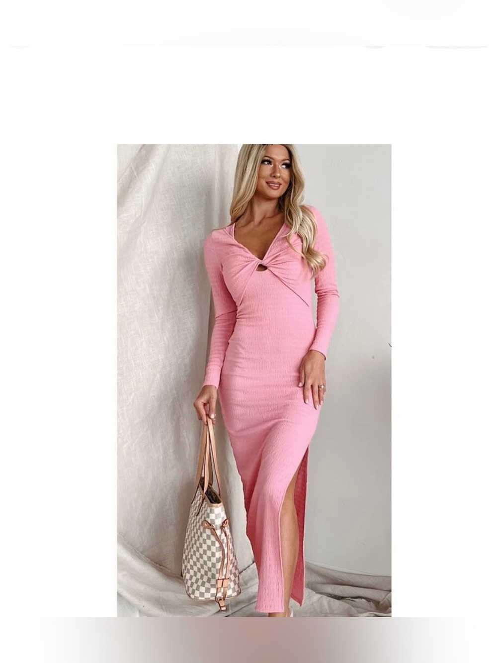 NanaMacs Pink Long-Sleeve Twist Maxi Dress
